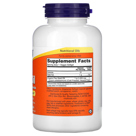 Now Foods, Flax Oil, 1,000 mg, 120 Veggie Softgels