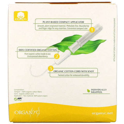 Organyc,  Tampons, Compact, Regular Absorbency, 16 Tampons