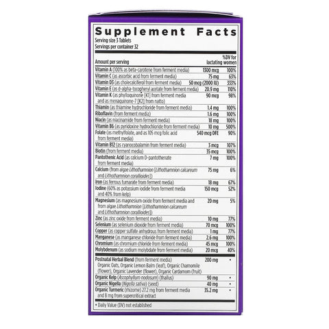 New Chapter, Perfect Postnatal, Whole-Food Multivitamin, 96 Vegetarian Tablets