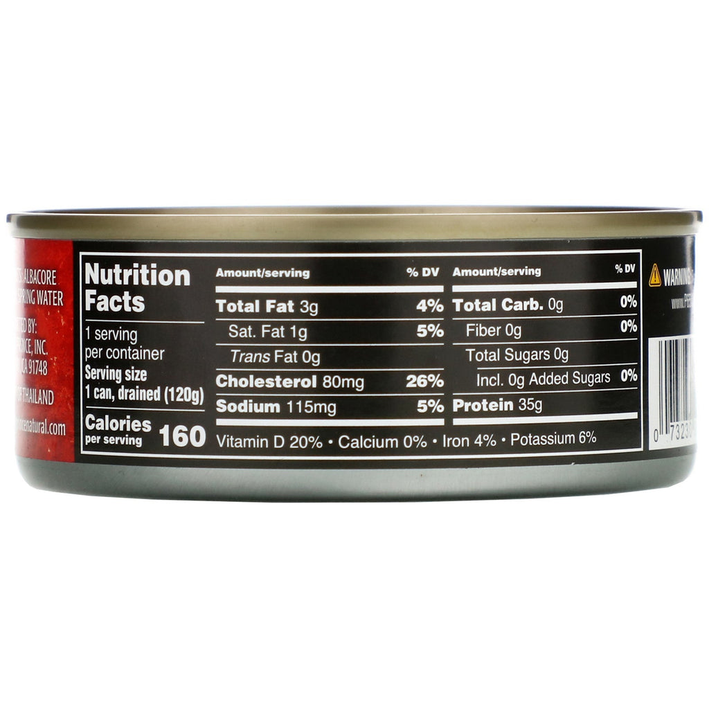 Crown Prince Natural, Albacore Tuna, Solid White - No Salt Added, In Spring Water, 5 oz (142 g)