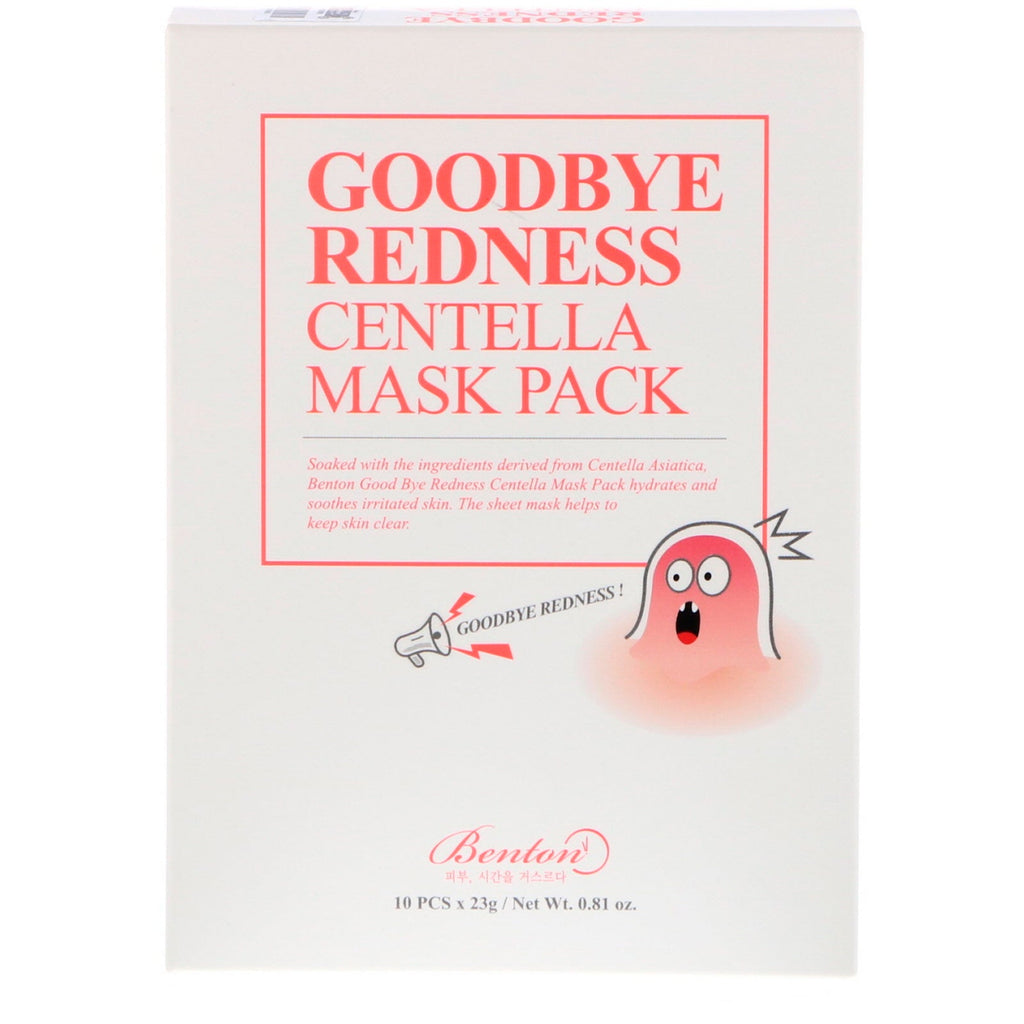 Benton, Goodbye Redness Centella Mask Pack, 10 Sheets, 0.81 oz (23 g) Each