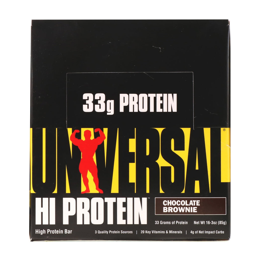 Universal Nutrition, HI Protein Bar, Chocolate Brownie, 16 Bars, 3 oz (85 g) Each