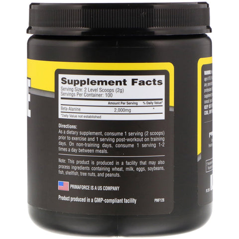 Primaforce, Beta-Alanine, Unflavored, 200 g