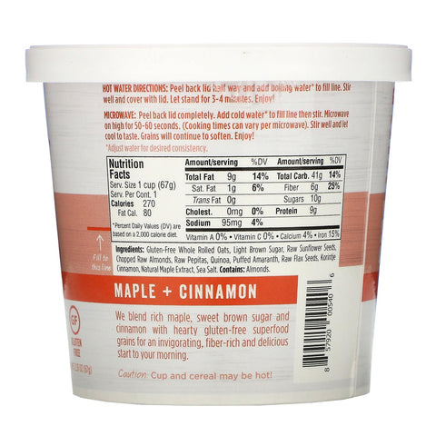 Earnest Eats, Superfood Oatmeal, Maple + Almond + Cinnamon, 2.35 oz (67 g)