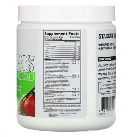 EVLution Nutrition, Stacked Greens Raw Superfood, Orchard Apple, 5.7 oz (162 g)