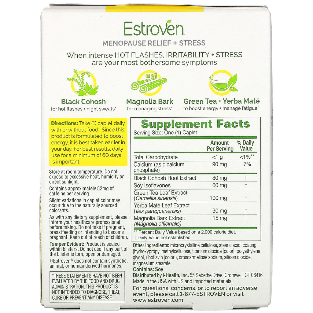 Estroven, Menopause Relief, Maximum Strength + Energy, 28 Once Daily Caplets