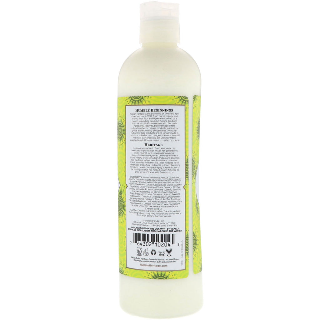 Nubian Heritage, Body Lotion, Lemongrass & Tea Tree, 13 fl oz (384 ml)