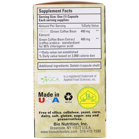 Bio Nutrition, Pure Green Coffee Bean, 800 mg, 50 Capsules