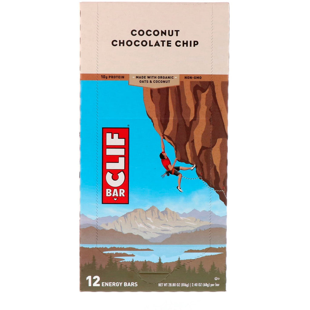 Clif Bar, Energy Bar, Coconut Chocolate Chip, 12 Bars, 2.40 oz (68 g) Each