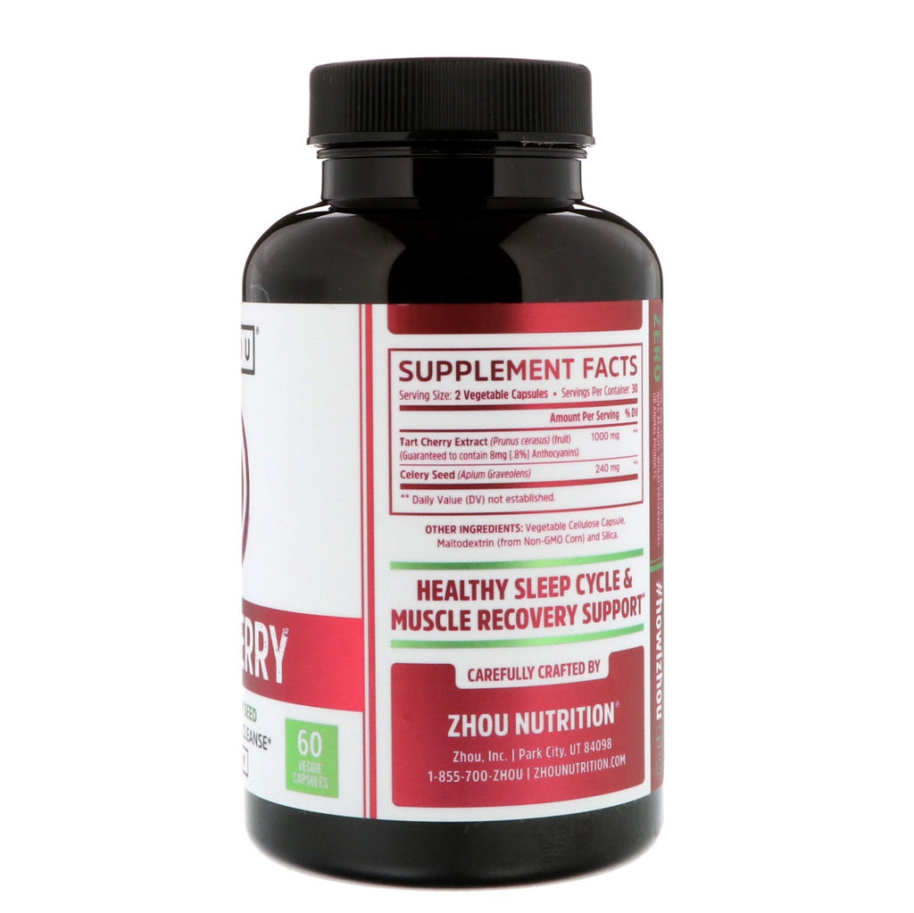 Zhou Nutrition, Tart Cherry Extract + Celery Seed, 60 Veggie Capsules