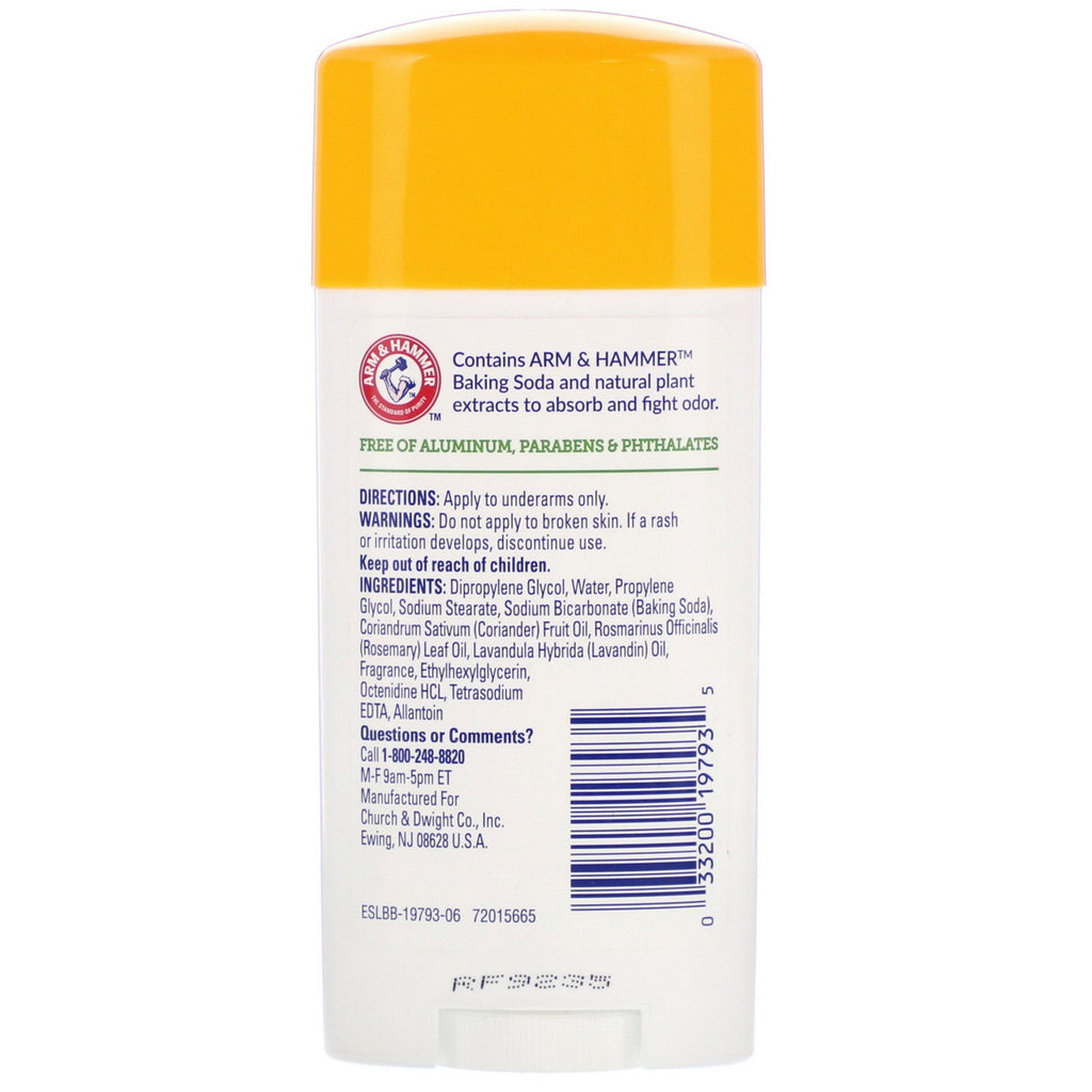 Arm & Hammer, Essentials with Natural Deodorizers, Deodorant, Fresh Rosemary Lavender, 2.5 oz (71 g)