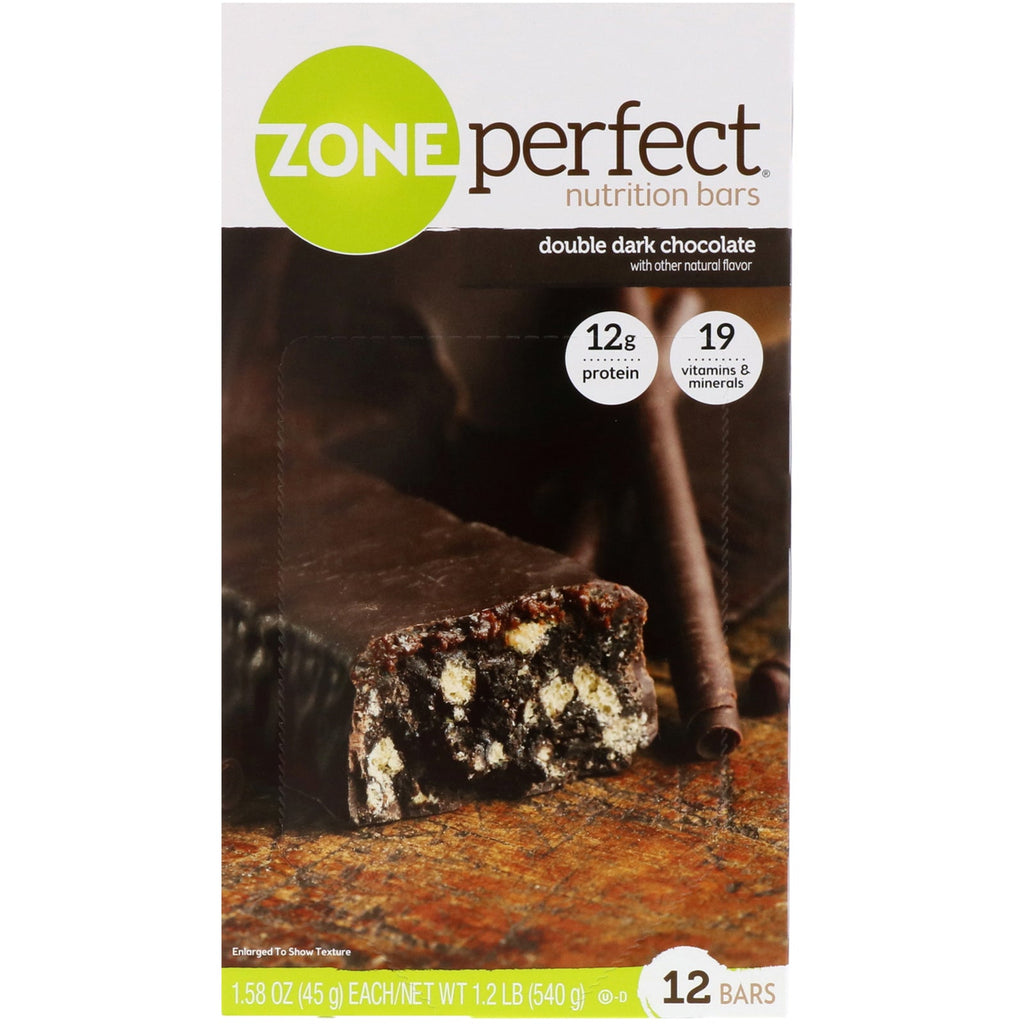 ZonePerfect, Nutrition Bars, Double Dark Chocolate, 12 Bars, 1.58 oz (45 g) Each