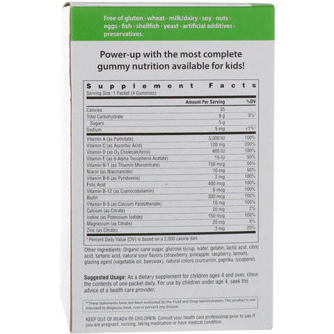 Rainbow Light, Gummy Power Sours, Multivitamin & Multimineral, Strawberry, Pineapple, Raspberry & Lemon Flavors, 30 Packets, (4 Gummies) Each