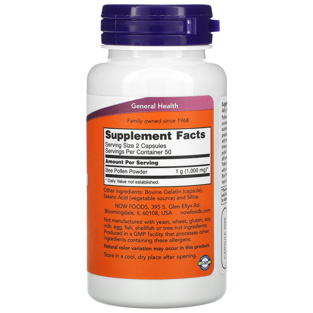 Now Foods, Bee Pollen Caps, 500 mg, 100 Capsules