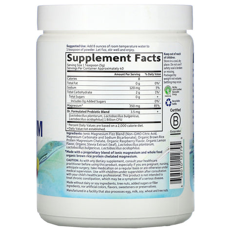 Garden of Life, Dr. Formulated, Whole Food Magnesium Powder, Raspberry Lemon, 7 oz (198.4 g)