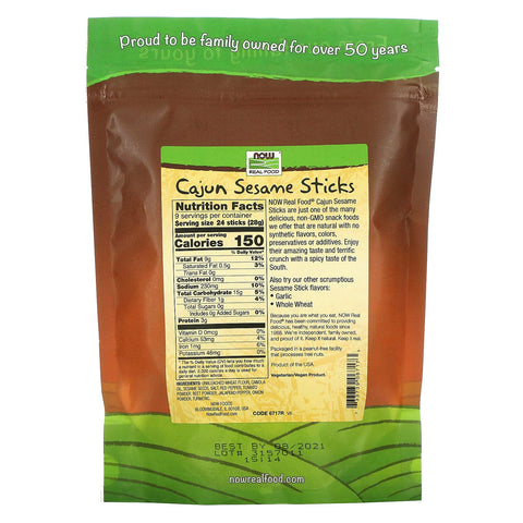 Now Foods, Real Food, Cajun Sesamstænger, 9 oz (255 g)