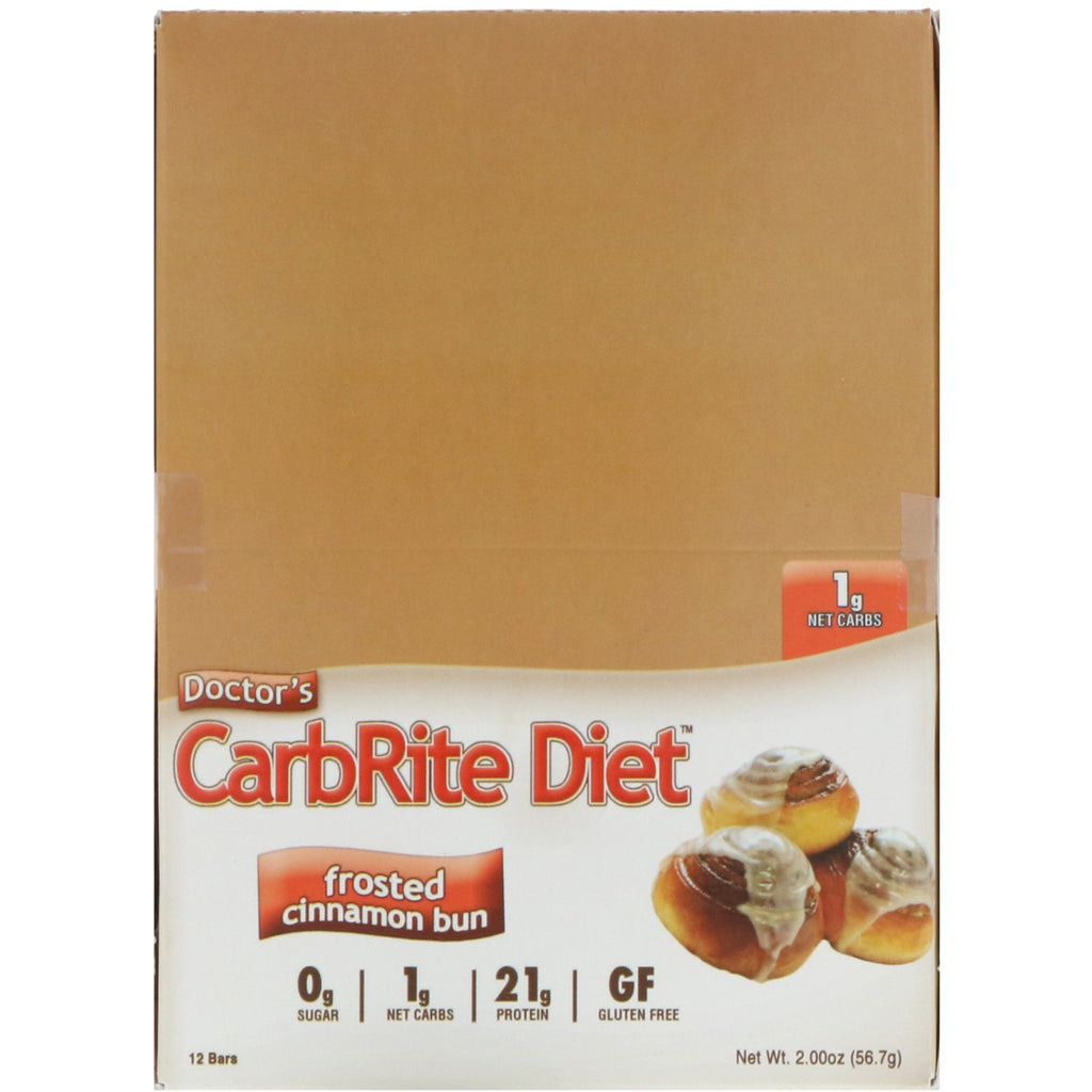 Universal Nutrition, Doctor's CarbRite Diet Bars, Frosted Cinnamon Bun, 12 Bars, 2.00 oz (56.7 g) Each