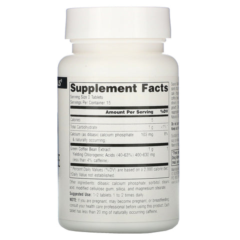 Source Naturals, Green Coffee Extract, 500 mg, 30 Tablets