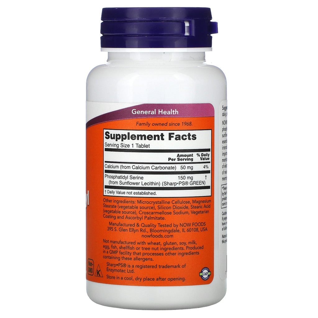 Now Foods, Phosphatidyl Serine, Soy-Free, 150 mg, 60 Tablets