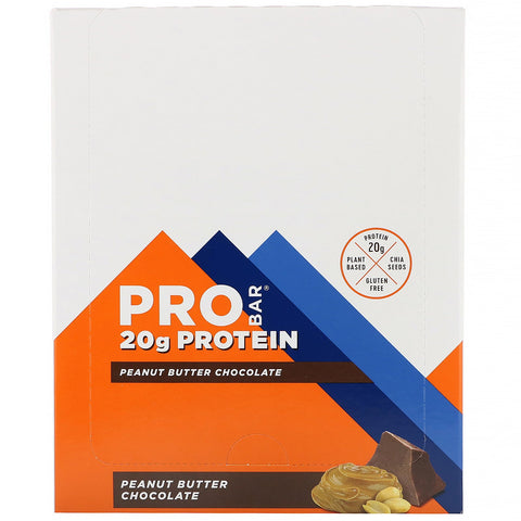 ProBar, Protein Bar, Peanut Butter Chocolate, 12 Bars, 2.47 oz (70 g) Each