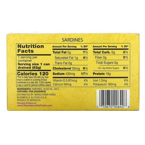 Reese, Skinless & Boneless Sardines in 100% Olive Oil, 4.38 oz (124 g)