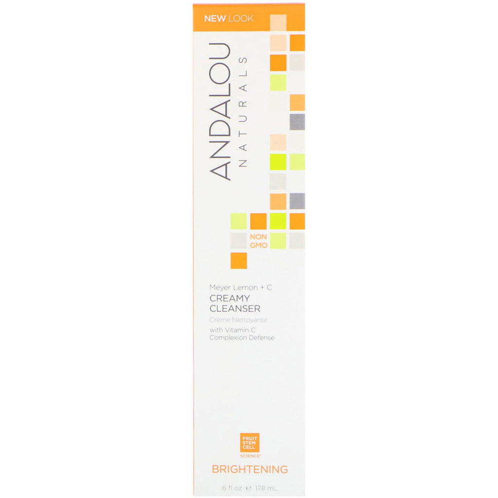 Andalou Naturals, Creamy Cleanser, Meyer Lemon + C, Brightening, 6 fl oz (178 ml)