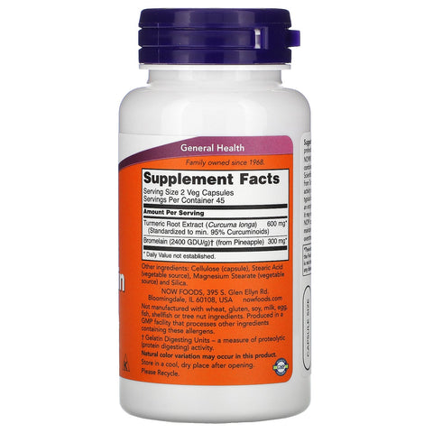 Now Foods, Turmeric & Bromelain, 90 Veg Capsules