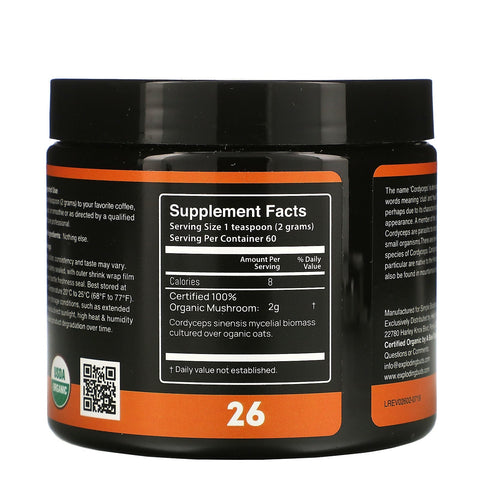 Exploding Buds, Cordyceps Sinensis, Certified  Mushroom Powder, 4.2 oz (120 g)
