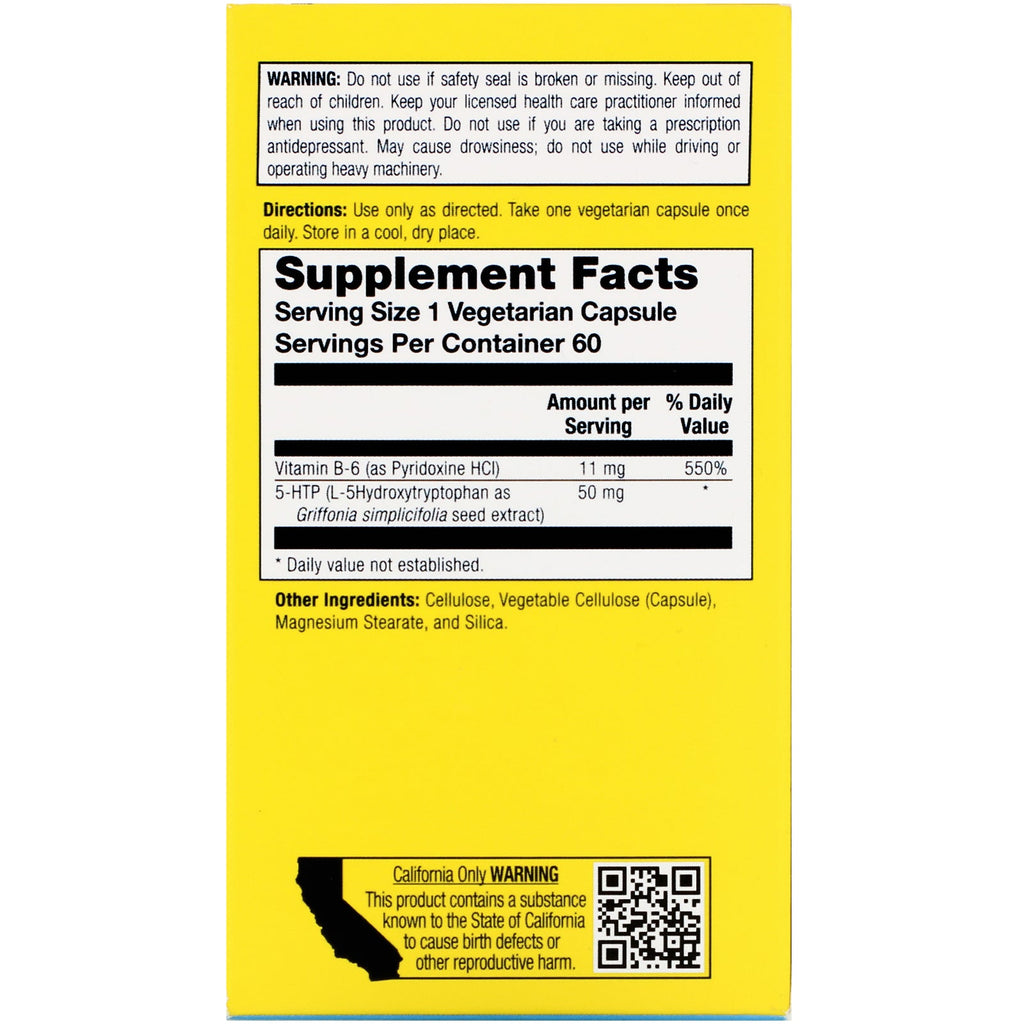 Naturlig balance, Happy Camper, 5-HTP, 50 mg, 60 vegetariske kapsler