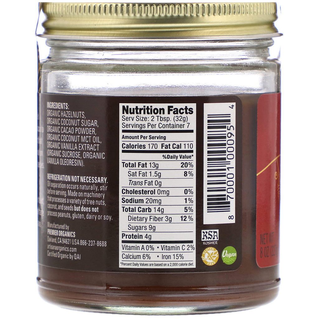 Artisana, s, Hazelnut Cacao Spread, 8 oz (227 g)