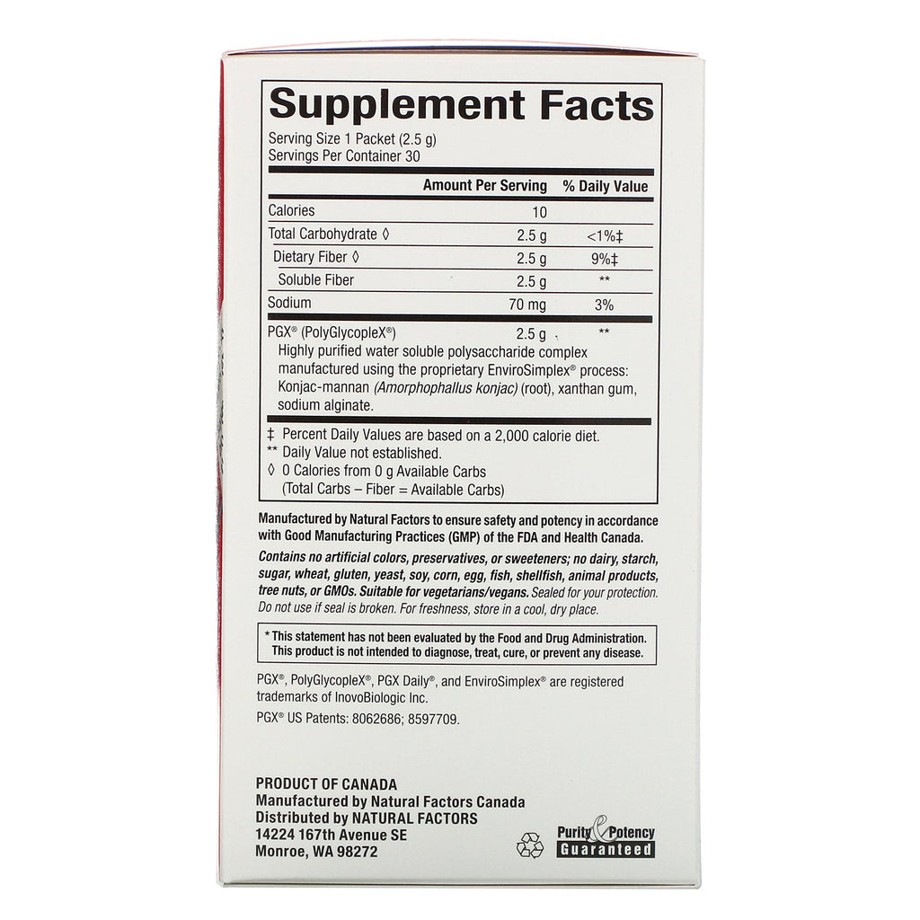 Natural Factors, PGX Daily, Singles, Unflavored Granules, 30 Sticks, (2.5 g) Each