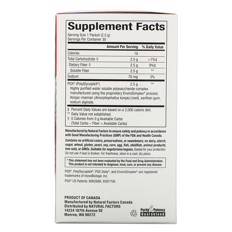 Natural Factors, PGX Daily, Singles, Unflavored Granules, 30 Sticks, (2.5 g) Each