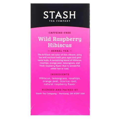 Stash Tea, Herbal Tea, Wild Raspberry Hibiscus, Caffeine Free, 20 Tea Bags,1.3 oz (38 g)