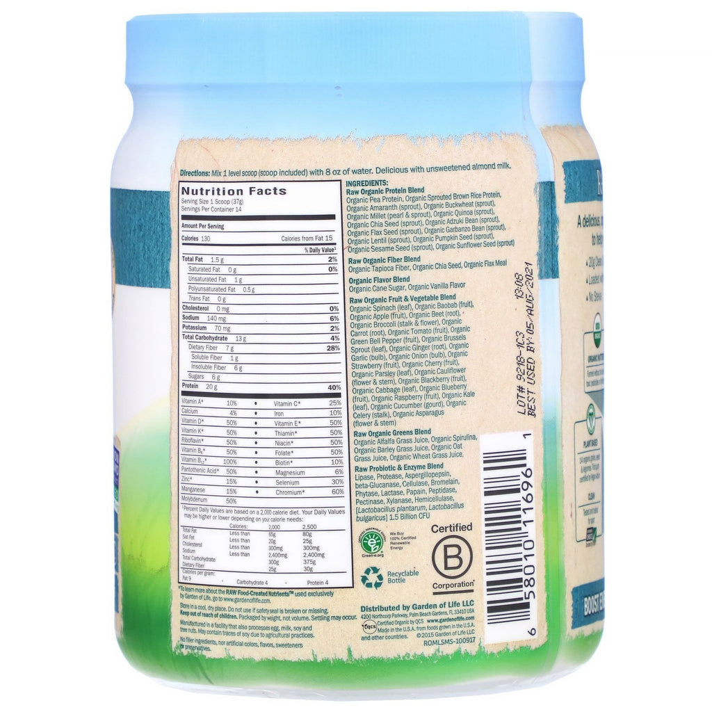 Garden of Life, RAW  Meal, Shake & Meal Replacement, 18.3 oz (519 g)