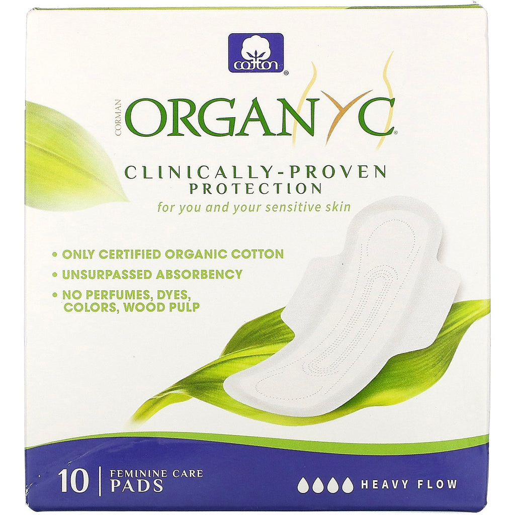 Organyc,  Cotton Pads, Heavy Flow, 10 Pads