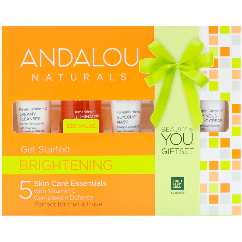 Andalou Naturals, Get Started Brightening, Skin Care Essentials, 5 Piece Kit