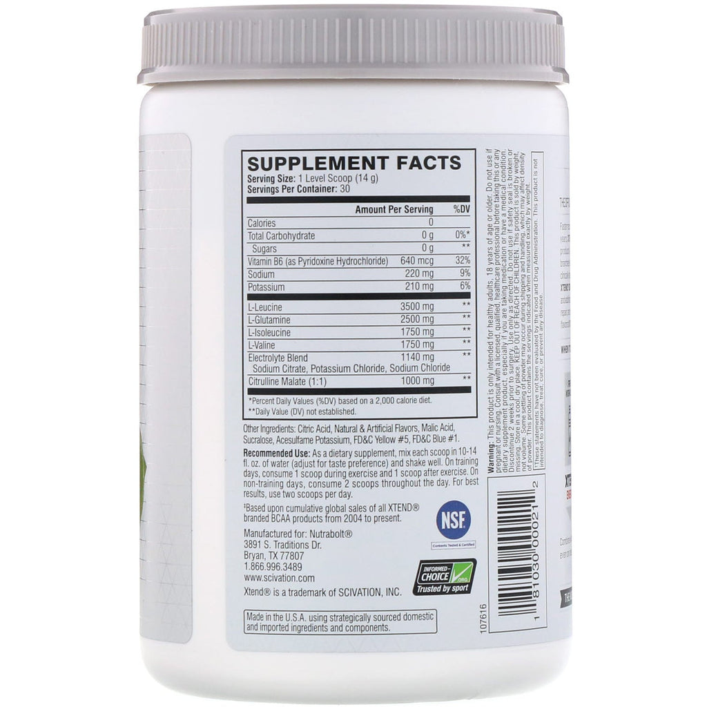 Xtend, The Original 7 G BCAA, Lemon-Lime Squeeze, 14.8 oz (420 g)