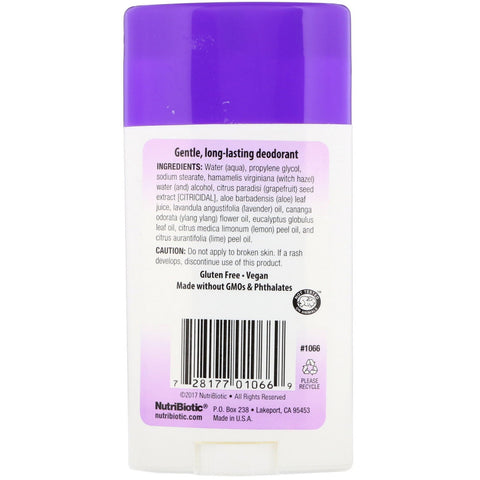 NutriBiotic, Deodorant, Lavender, 2.6 oz (75 g)