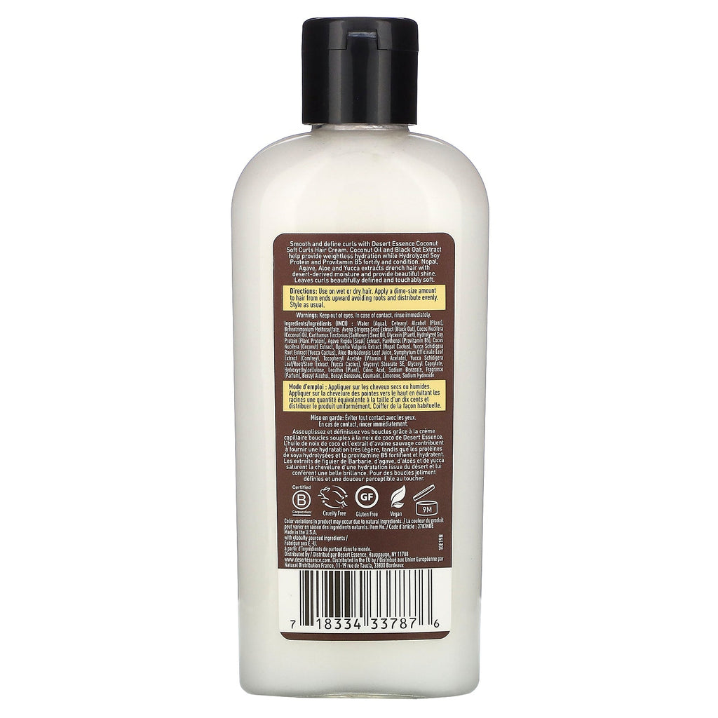 Desert Essence, Soft Curls Hair Cream, Coconut, 6.4 fl oz (190 ml)