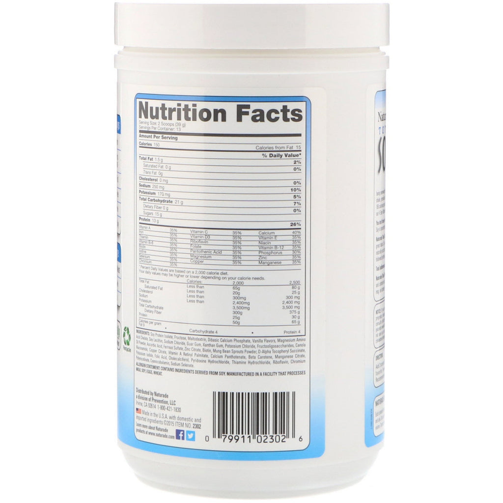 Naturade, Total Soy, Meal Replacement, French Vanilla, 17.88 oz (507 g)