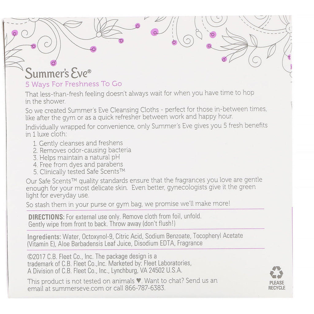 Summer's Eve, 5 in 1 Cleansing Cloths, Island Splash, 16 Individually Wrapped Cloths