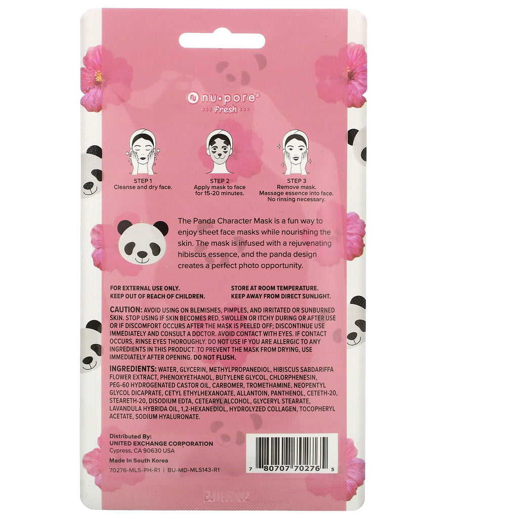 Nu-Pore, Character Face Mask, Panda, Hibiscus, 1 Sheet, 1.05 oz (29.7 g)