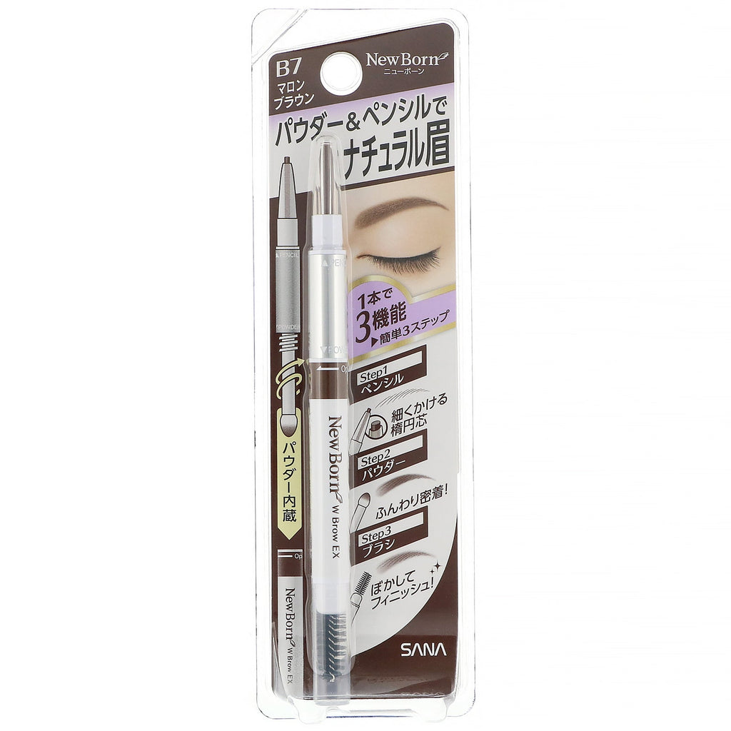 Sana, New Born, Eyebrow Powder & Pencil, B7 Marron Brown , 1 Piece