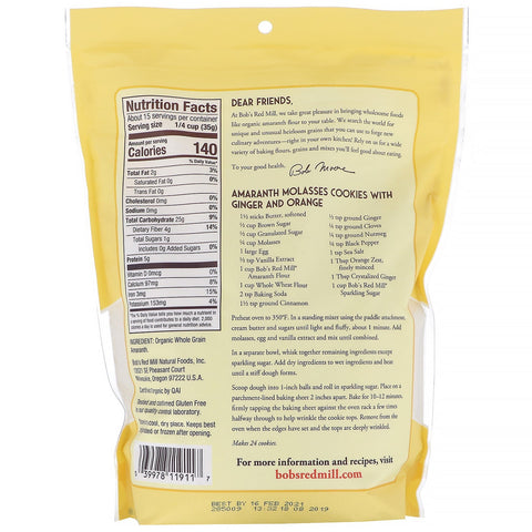 Bob's Red Mill,  Amaranth Flour, Whole Grain, 18 oz (510 g)