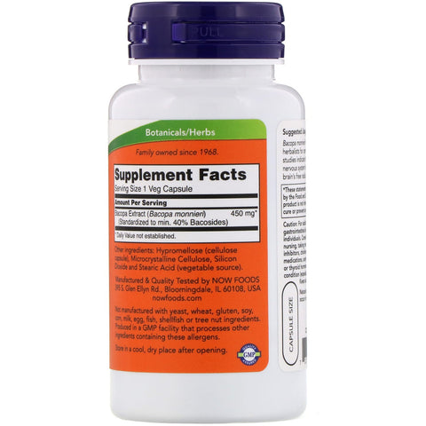 Now Foods, Bacopa Extract, 450 mg, 90 Veg Capsules