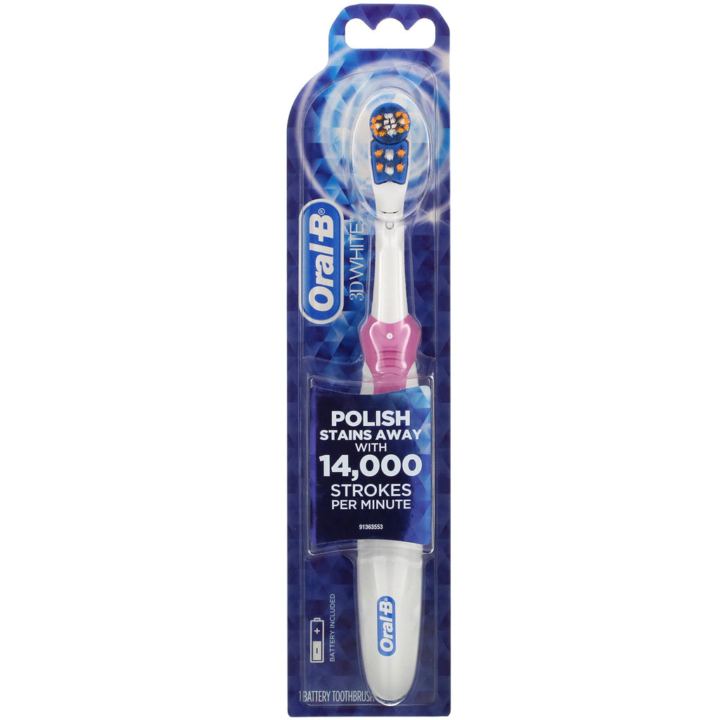 Oral-B, 3D White, Battery Powered Toothbrush, 1 Toothbrush