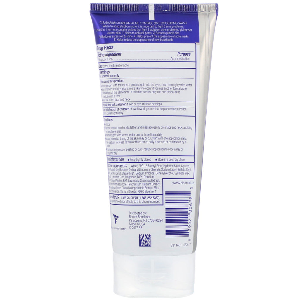 Clearasil, Stubborn Acne Control, 5-in-1 Exfoliating Wash,  6.78 fl oz (200 ml)