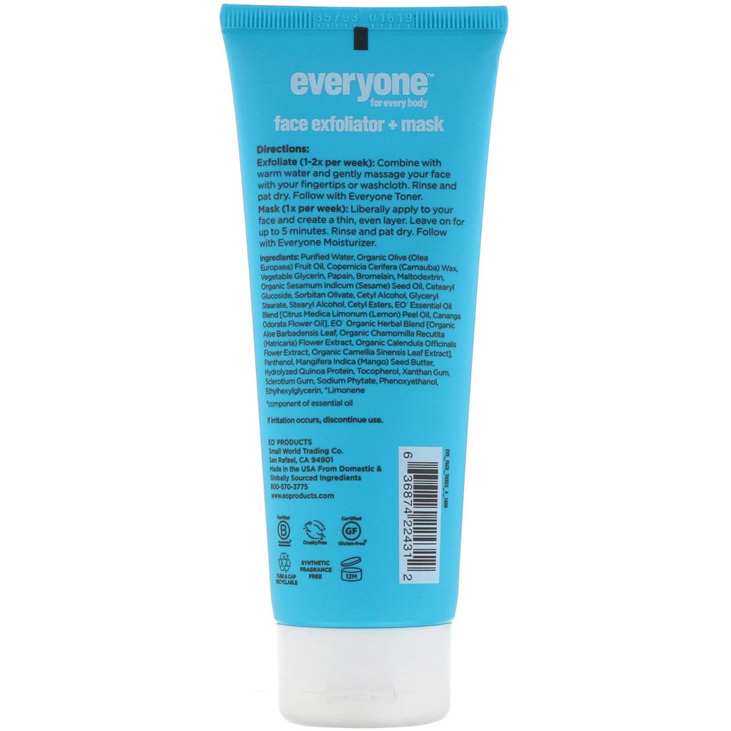 Everyone, Face, 2 in 1 Exfoliator + Mask, 4 fl oz (118 ml)