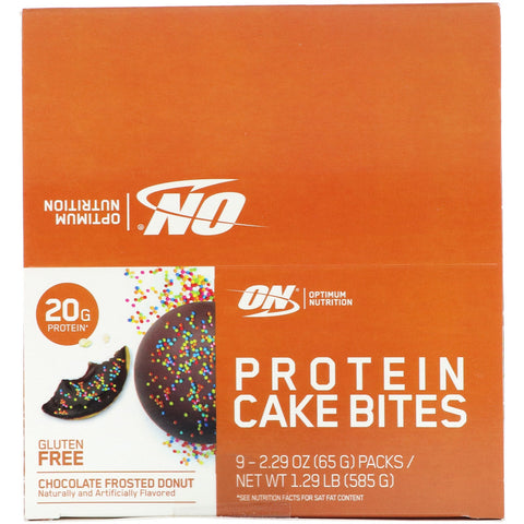 Optimum Nutrition, Protein Cake Bites, Chocolate Frosted Donut, 9 Bars, 2.29 oz (65 g) Each