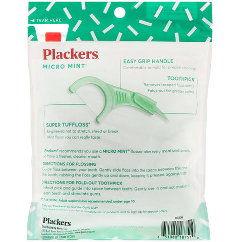 Plackers, Micro Mint, Dental Flossers, Mint, 75 Count